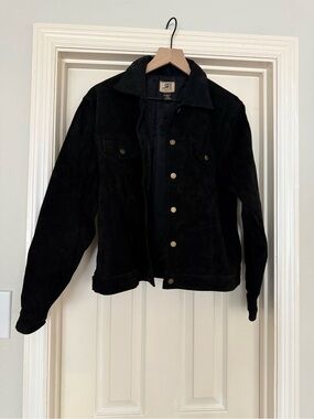 Women’s Black Suede Jacket - Classic Button-Up Coat